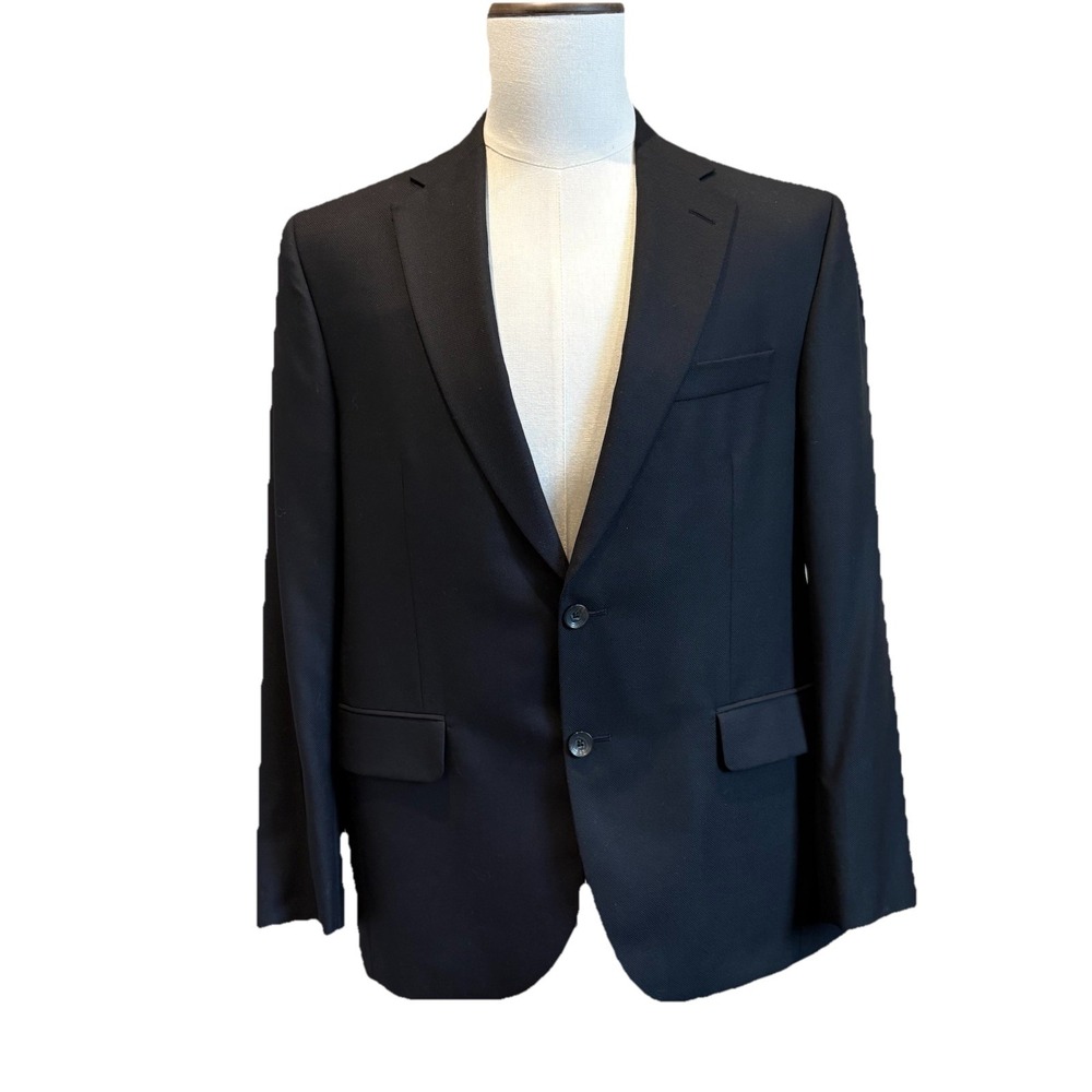 Jack‎ Victor Sport Coat 42S Black Wool Super 100'S Modern Blazer Italian Fabric